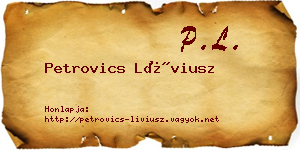 Petrovics Líviusz névjegykártya